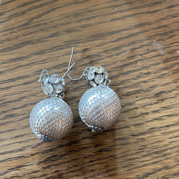 Set of 2 Silver Earrings Drop and Hoop Styles EUC - Picture 4 of 5